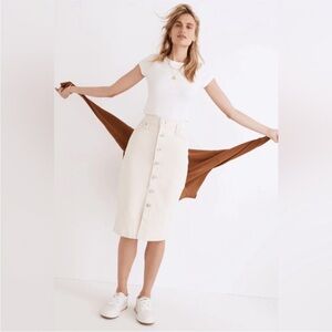 NWT - Madewell - Denim High-Waist Midi Pencil Skirt in Vintage Canvas Wash